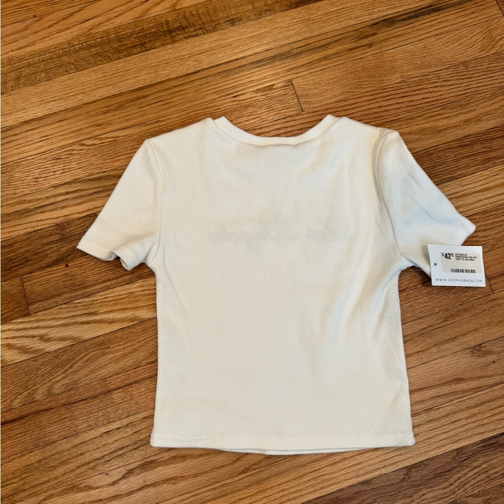 Los Angeles Embroidered White ribbed t-shirt - Picture 2 of 4